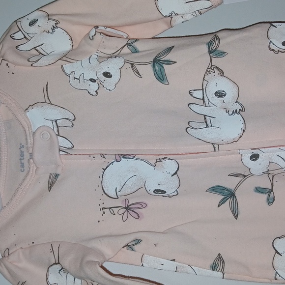Carters Sleep Play zip up peach koalas bear printdesign onesie Size 6 Months NWT - Picture 4 of 7
